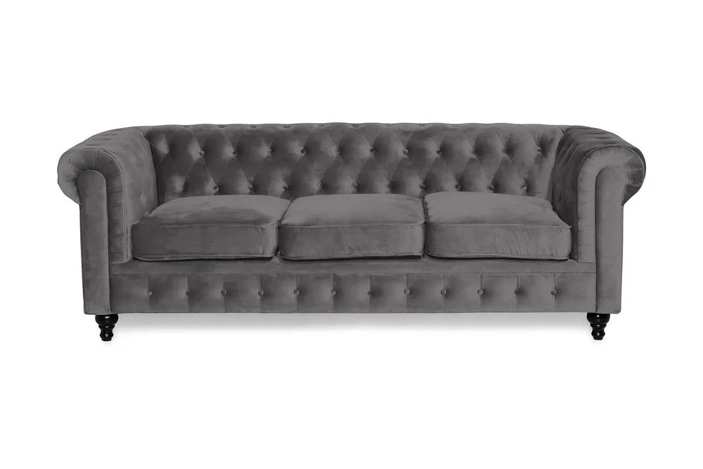 Chesterfield Lyx 3-seter Fløyelssofa – Dyp sofa v:5671397