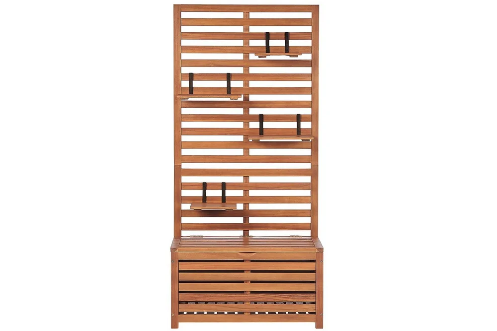 Trädgårdsbänk med väggpanel Beliani Matino Light wood v:8623232