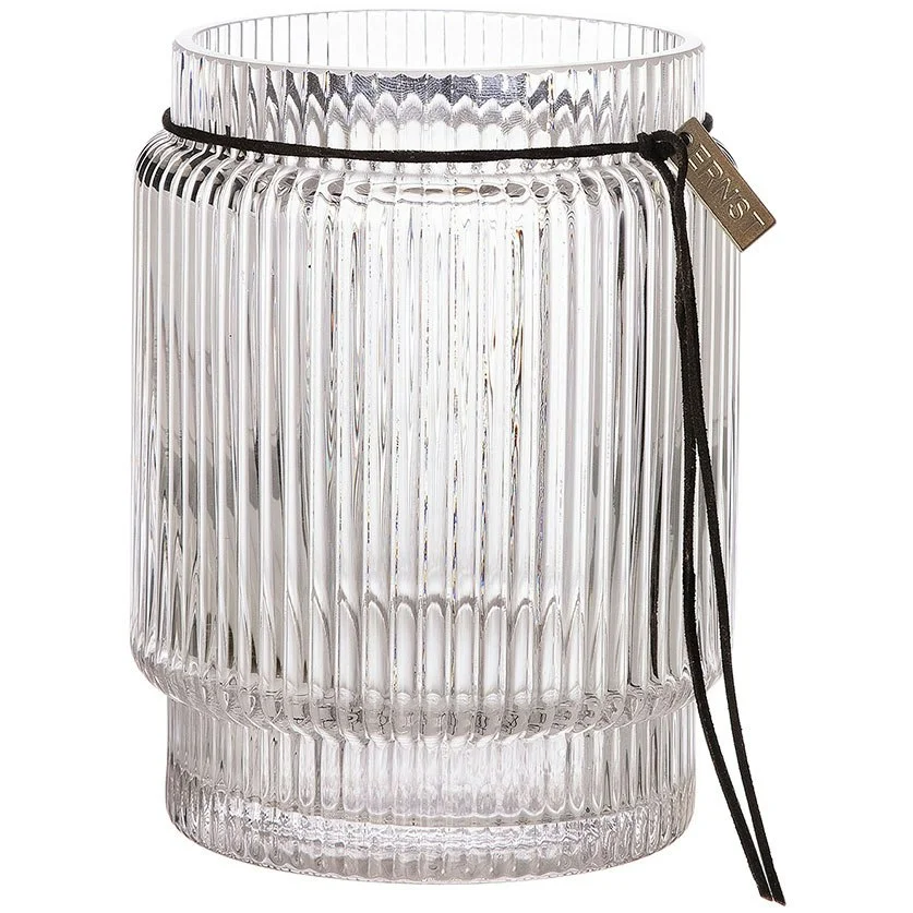Glassvase / Lyslykte med Riflet Struktur H10,8 cm v:4811610