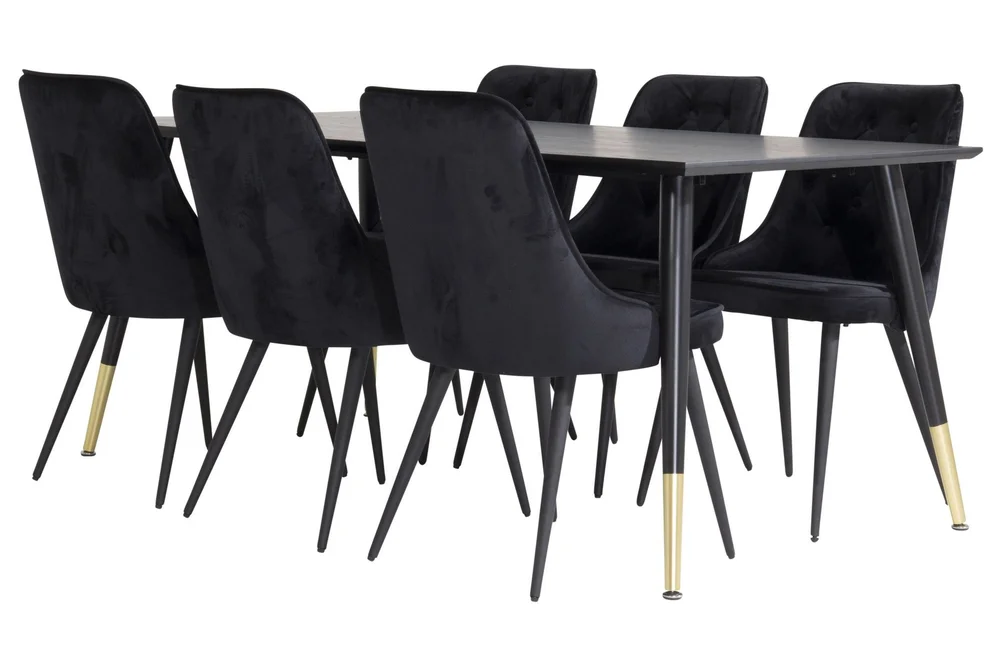 Dipp Spisegruppe 180 cm Rektangulær med 6 Velvet Stoler v:9340699