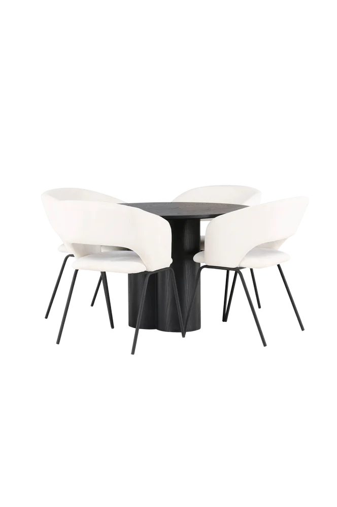 Spisegruppe Olivia med 4 stk stoler Day - Svart m v:9602983