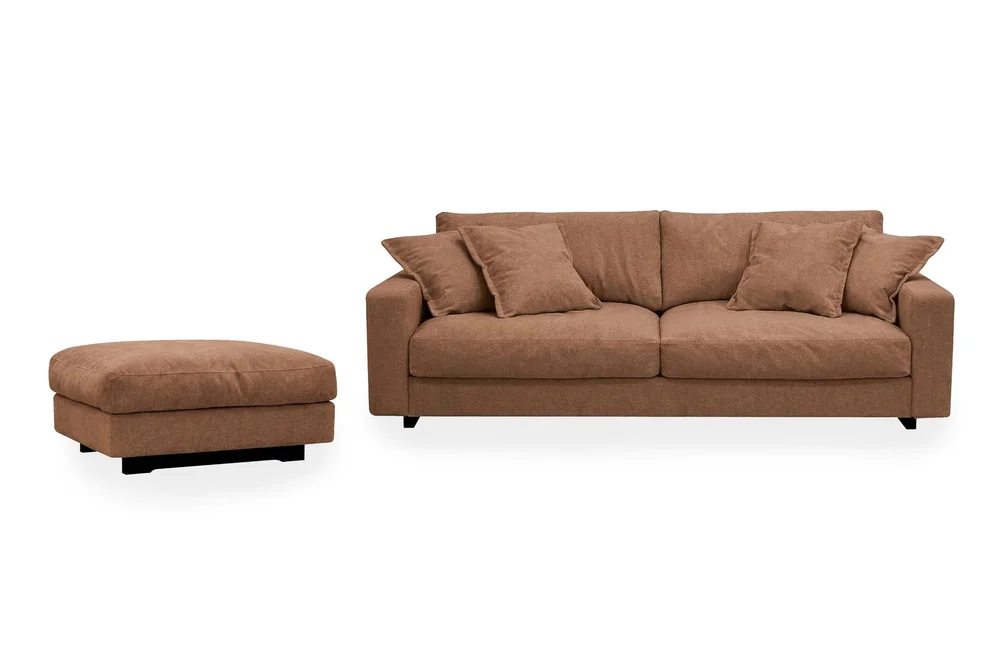 Valencia sofagruppe ekstra dyp 3-seters sofa + fotskammel i chenille v:6570046