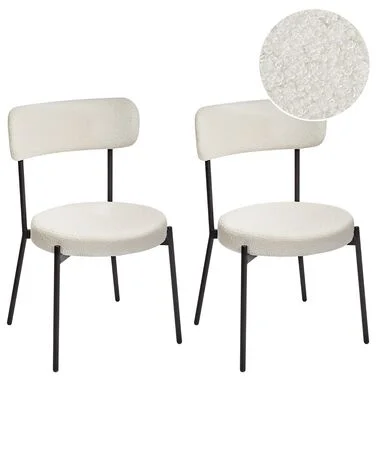 Sett med 2 spisestoler ALLISON Bouclé Hvit v:5181655 Sett med 2 spisestoler ALLISON Bouclé Hvit v:5181655