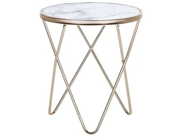 Sidebord MERIDIAN Herdet glass Marmor/gull v:9311136