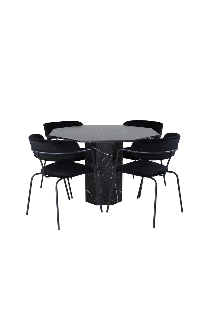 Spisegruppe Marbs med 4 Arrow spisestoler - Svart m v:6313324