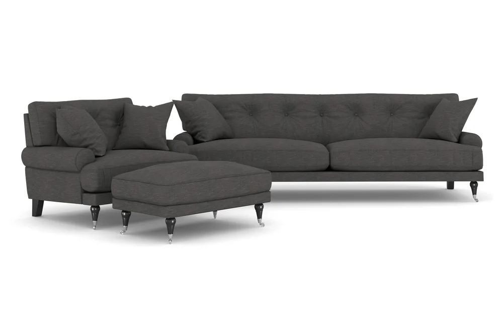 Andrew Sofagruppe 3-seter Sofa + Lenestol + Fotskammel i Stoff v:7377086