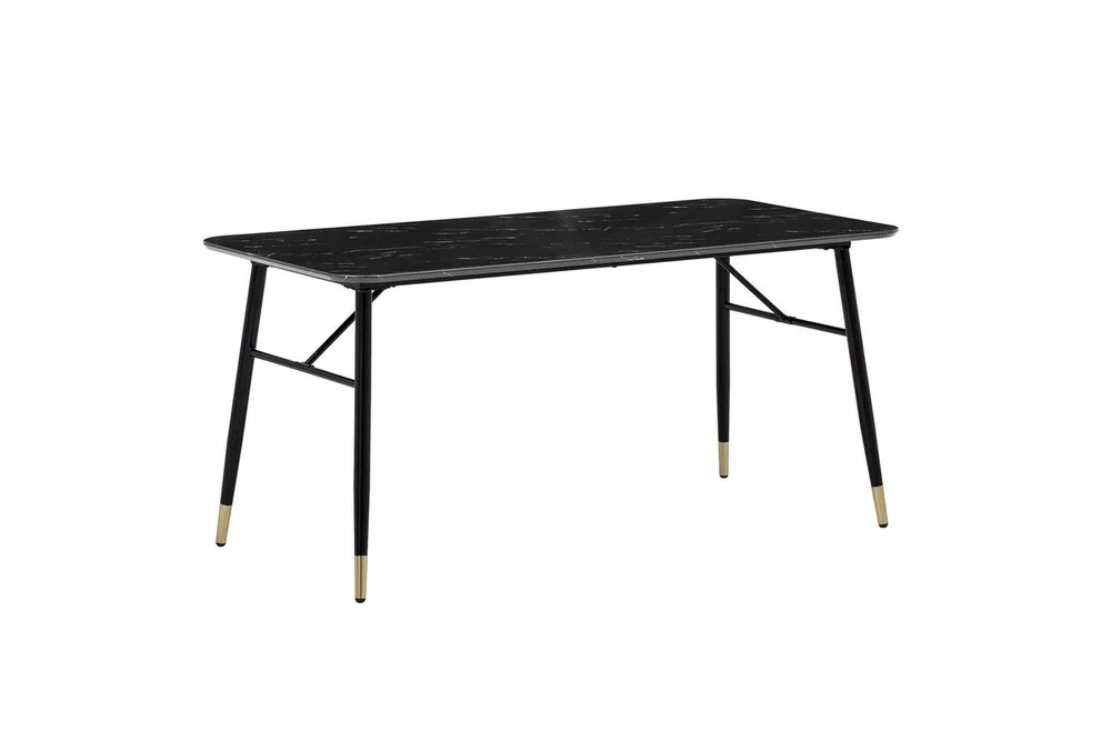 Spisebord Wohnling Moderne stil MDF med metallben med gulldetaljer Marmor, Svart, 140×80 cm v:1861405 Spisebord Wohnling Moderne stil MDF med metallben med gulldetaljer Marmor, Svart, 140×80 cm v:1861405