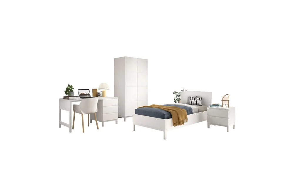 Seng med nattbord garderobe skrivebord Eva 2-dørs v:6814246