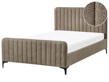 Seng Bouclé LUNAN 120 x 200 cm Gråbrun v:6626339