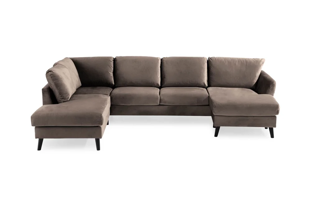 Trend 4-seters Venstrevendt U-formet Sofa med Divan og Sjeselong i Fløyel v:7582427 Trend 4-seters Venstrevendt U-formet Sofa med Divan og Sjeselong i Fløyel v:7582427
