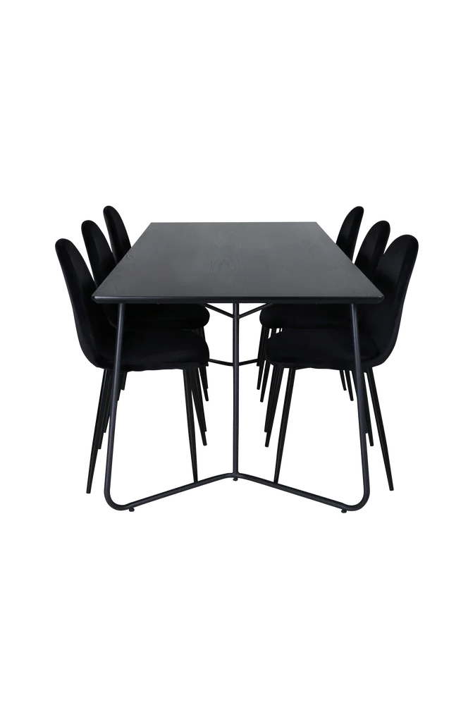 Spisegruppe Petra med 6 Polar spisestoler - Svart m v:4890018