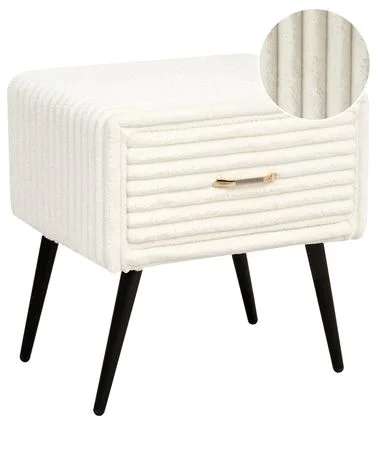 Nattbord med 1 skuff FLAYAT Kordfløyel Off white v:3894899
