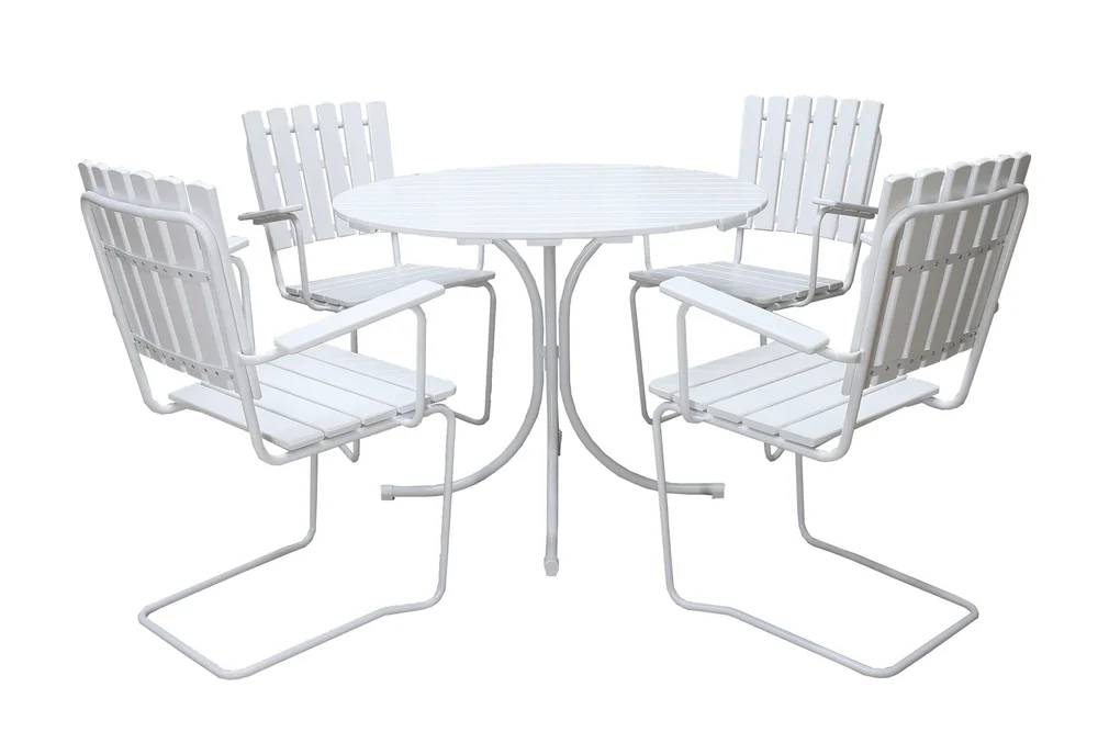Vaxholm Spisegruppe Rund 100 cm + 4 Stoler Hvit v:2396059