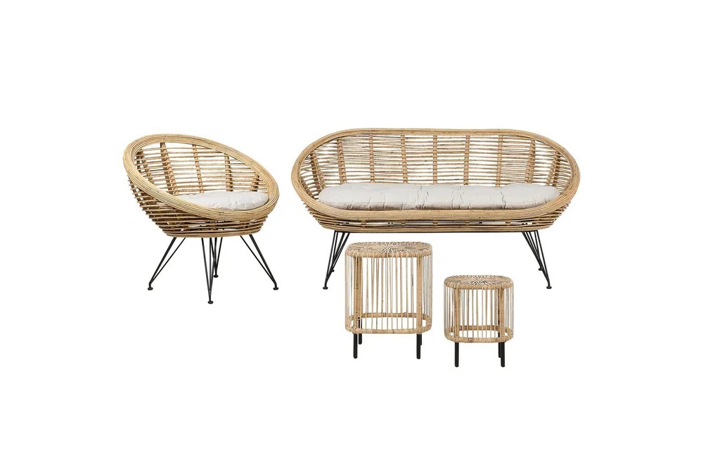 Loungegrupp Beliani Maratea/Cesenatico 3-Sits Natural||Black||Beige v:5504999