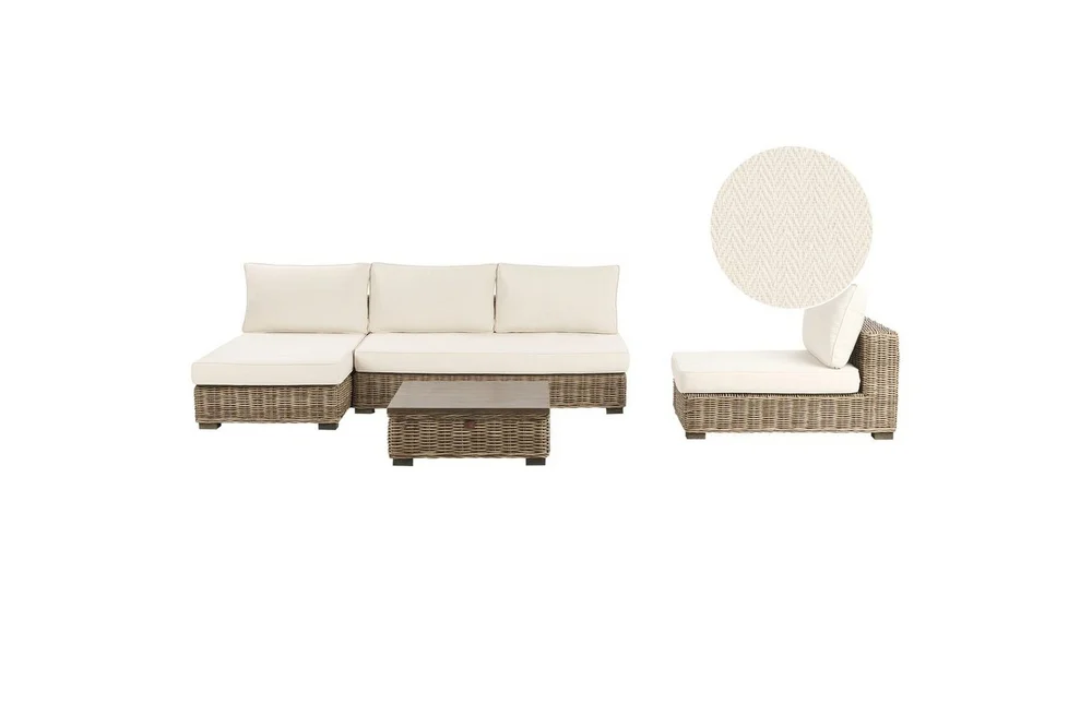 Loungegrupp Beliani Varallo Natur/vit, Högervänd White||Grey Left-faced v:3846118