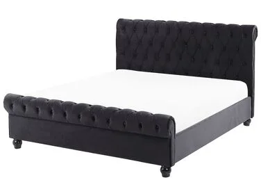 Seng Fløyel AVALLON 140 x 200 cm Svart v:2295858 Seng Fløyel AVALLON 140 x 200 cm Svart v:2295858