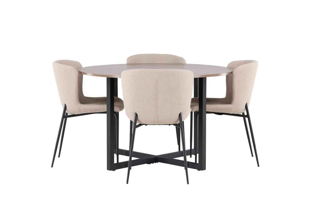 Durango Spisegruppe 120 cm Rund med 4 Modesto Stoler v:6446316
