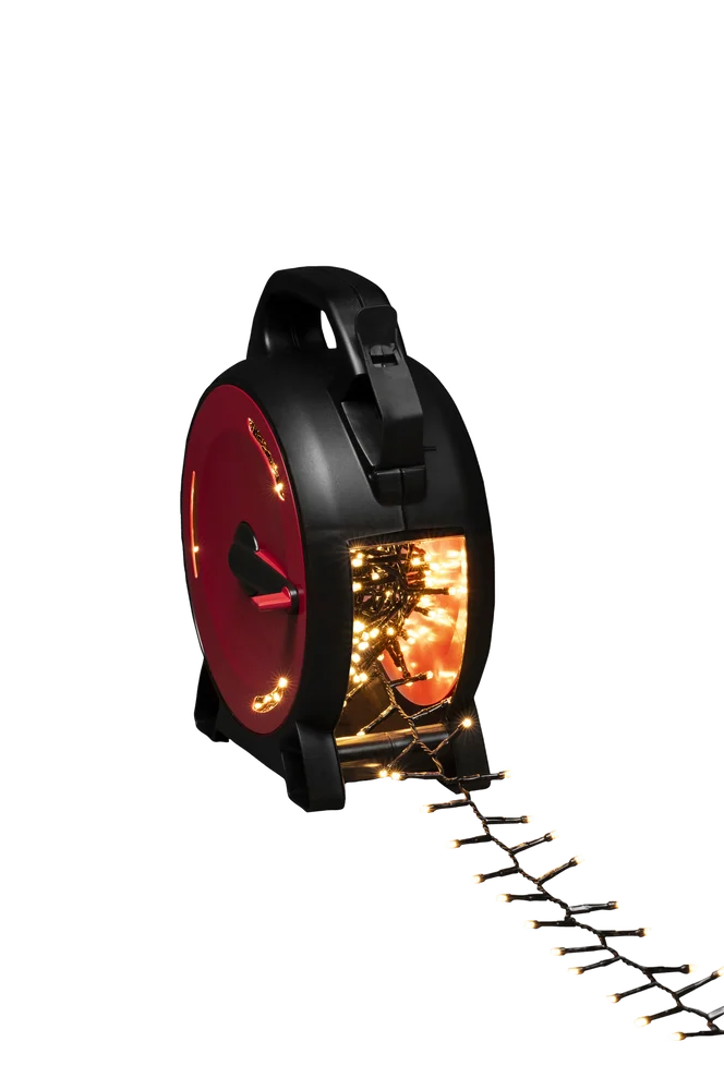 Kabeltrommel med lyskjede, 400 gult LED-lys – Svart – Belysning | m v:1916375
